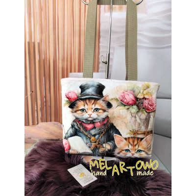 Torebka damska M- KOT/ KOTY ubrane- minky